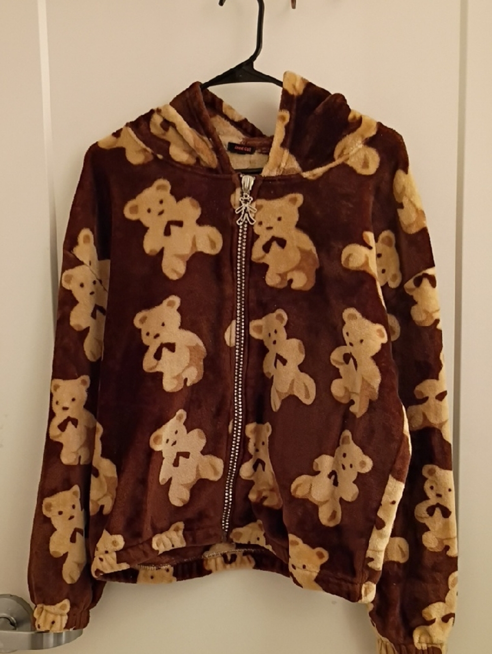 Kids Brown Teddy Bear Hooded Zip-Up Plush Jacket